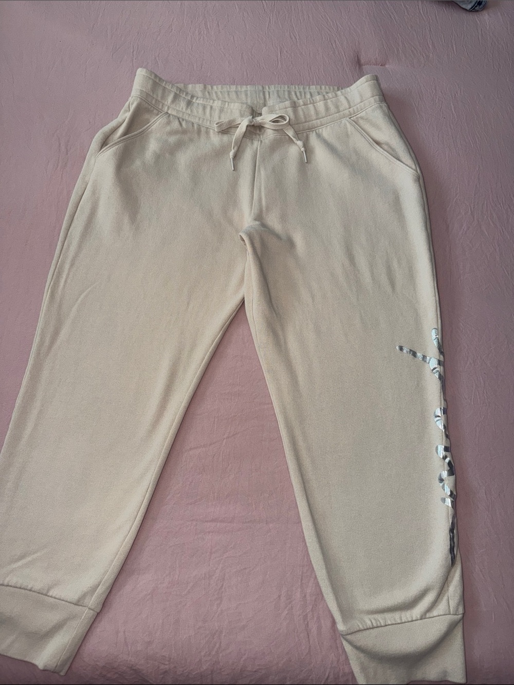 PINK Victoria's Secret Cream Drawstring Joggers for Women